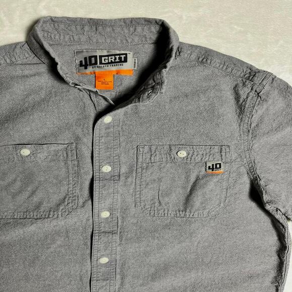 Duluth Trading 40 Grit Workwear Shirt Men's L Short Sleeve Button Up Textured - Picture 2 of 8